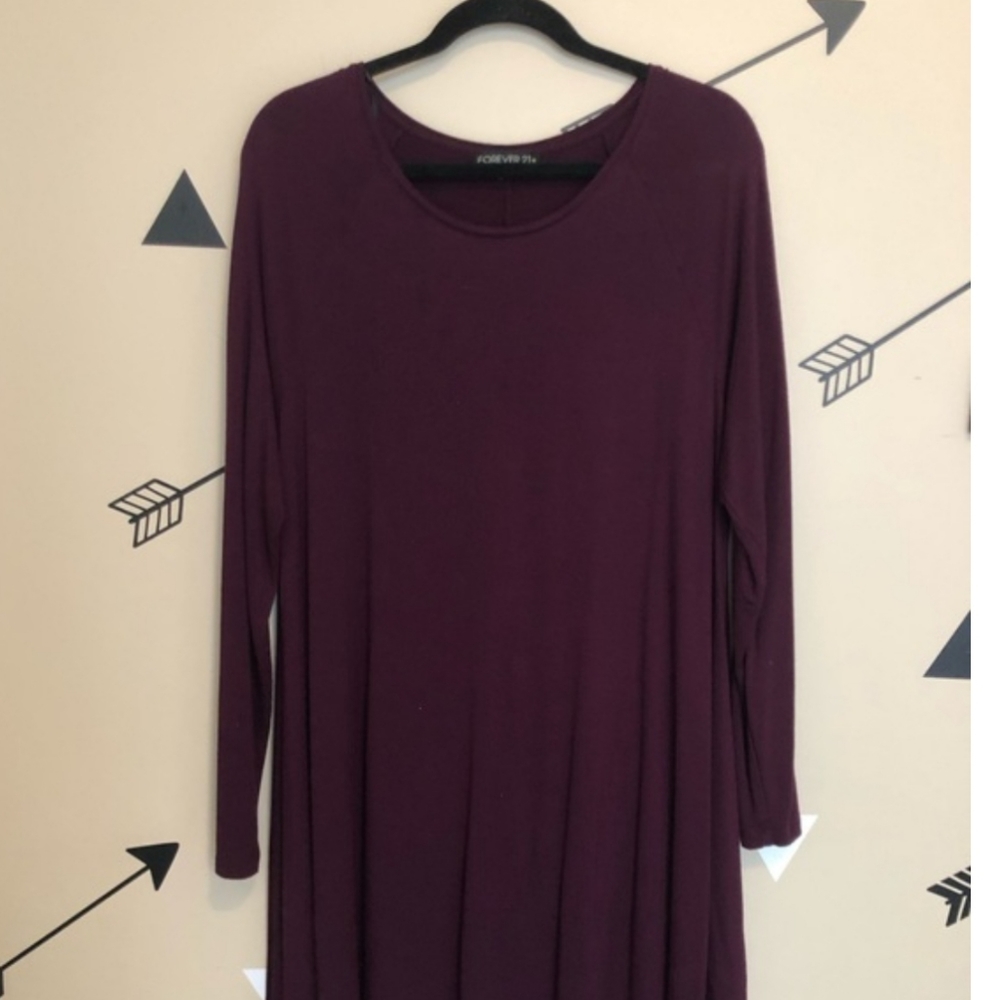 Forever 21+ Ling sleeve plum a line dress